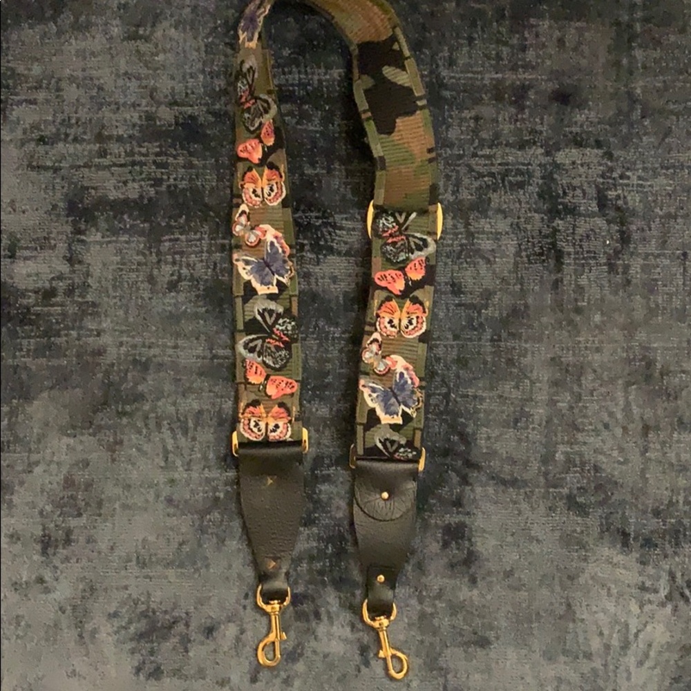 Valentino camo butterfly guitar strap. 2’ w 41’ L